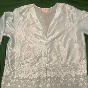 Floral Embroidered Sheer Cardigan - Size Large